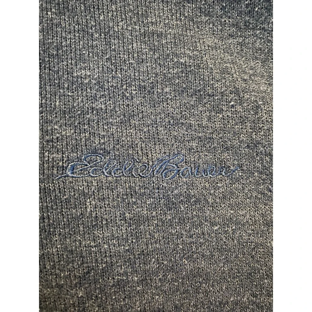 Eddie Bauer Men's Large Gray Quarter Zip‎ Pullover Sweater Fleece Casual Layer